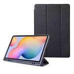For Samsung Galaxy Tab S6 Lite/Tab S6 Lite 2022 Solid Color 3-folding Leather Tablet Case(Dark Blue)