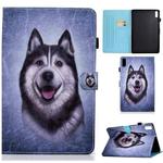 For Lenovo Tab M9 Sewing Thread Horizontal Painted Tablet Leather Case(Husky)