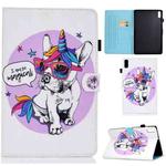 For Lenovo Tab M9 Sewing Thread Horizontal Painted Tablet Leather Case(Unicorn Dog)