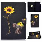 For Lenovo Tab P11 Gen 2 Colored Drawing Horizontal Flip Tablet Leather Case(Chrysanthemum Elephant)