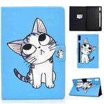 For Lenovo Tab P11 Pro Gen 2 Colored Drawing Horizontal Flip Tablet Leather Case(Blue Cat)