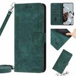 For Xiaomi 13 Skin Feel Stripe Pattern Leather Phone Case with Lanyard(Green)