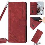 For Xiaomi 13 Pro Skin Feel Stripe Pattern Leather Phone Case with Lanyard(Red)