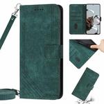 For Xiaomi 12 Lite Skin Feel Stripe Pattern Leather Phone Case with Lanyard(Green)