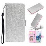 For Samsung Galaxy A31 Glitter Powder Horizontal Flip Leather Case with Card Slots & Holder & Photo Frame & Wallet(Silver)