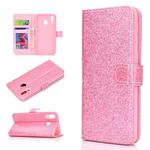 For Samsung Galaxy A40 Glitter Powder Horizontal Flip Leather Case with Card Slots & Holder & Photo Frame & Wallet(Pink)
