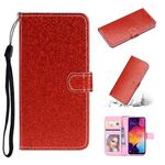 For Samsung Galaxy A41 Glitter Powder Horizontal Flip Leather Case with Card Slots & Holder & Photo Frame & Wallet(Red)