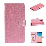 For Samsung Galaxy A71 Glitter Powder Horizontal Flip Leather Case with Card Slots & Holder & Photo Frame & Wallet(Pink)