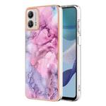 For Motorola Moto G53 Electroplating Marble Dual-side IMD Phone Case(Pink 013)