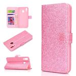 For Samsung Galaxy M20 Glitter Powder Horizontal Flip Leather Case with Card Slots & Holder & Photo Frame & Wallet(Pink)