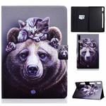 For Lenovo Tab P11 Pro Gen 2 Colored Drawing Horizontal Flip Tablet Leather Case(Cat and Bear)