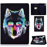 For Lenovo Tab M9 Colored Drawing Horizontal Flip Tablet Leather Case(Glasses Wolf)