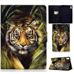 For Lenovo Tab M9 Colored Drawing Horizontal Flip Tablet Leather Case(Tiger)