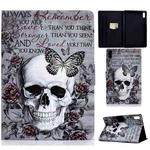 For Lenovo Tab M9 Colored Drawing Horizontal Flip Tablet Leather Case(Skull)