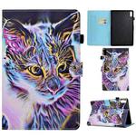 For Lenovo Tab P11 Gen 2 Sewing Thread Horizontal Painted Tablet Leather Case(Colored Cat)