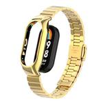 For Xiaomi Mi Band 8 Integrated Metal Case + Bamboo One-bead Buckle Watch Band(Gold)