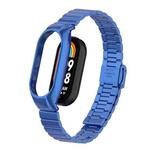 For Xiaomi Mi Band 8 Integrated Metal Case + Bamboo One-bead Buckle Watch Band(Blue)
