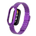 For Xiaomi Mi Band 8 Integrated Metal Case + Bamboo One-bead Buckle Watch Band(Purple)