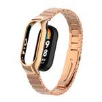 For Xiaomi Mi Band 8 Integrated Metal Case + Bamboo One-bead Watch Band(Rose Gold)