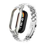 For Xiaomi Mi Band 8 Integrated Metal Case + Three-bead Watch Band(Silver)