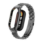 For Xiaomi Mi Band 8 Integrated Metal Case + Three-bead Watch Band(Black)