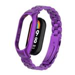 For Xiaomi Mi Band 8 Integrated Metal Case + Three-bead Watch Band(Purple)