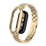 For Xiaomi Mi Band 8 Integrated Metal Case + Three-bead Watch Band(Retro Gold)