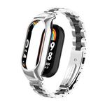 For Xiaomi Mi Band 8 Integrated Metal Case + Three-bead Watch Band(Silver+Black)