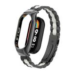 For Xiaomi Mi Band 8 Integrated Metal Case + Three-bead Watch Band(Black+White)