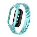For Xiaomi Mi Band 8 Integrated Metal Case + Three-bead Watch Band(Cloud Blue)
