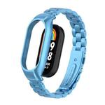 For Xiaomi Mi Band 8 Integrated Metal Case + Three-bead Watch Band(Sky Blue)