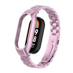 For Xiaomi Mi Band 8 Integrated Metal Case + Three-bead Watch Band(Rose Pink)