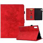 For Lenovo Tab P11 Gen 2 Peony Butterfly Embossed Leather Tablet Case(Red)