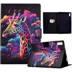 For Lenovo Tab M9 Coloured Drawing Leather Tablet Case(Giraffe)