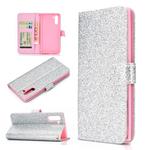 For Samsung Galaxy Note 10 Glitter Powder Horizontal Flip Leather Case with Card Slots & Holder & Photo Frame & Wallet(Silver)