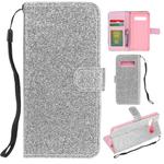 For Samsung Galaxy S10 Glitter Powder Horizontal Flip Leather Case with Card Slots & Holder & Photo Frame & Wallet(Silver)