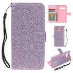 For Samsung Galaxy S10 Glitter Powder Horizontal Flip Leather Case with Card Slots & Holder & Photo Frame & Wallet(Purple)