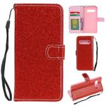 For Samsung Galaxy S10 5G Glitter Powder Horizontal Flip Leather Case with Card Slots & Holder & Photo Frame & Wallet(Red)