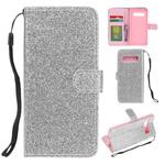 For Samsung Galaxy S10 Plus Glitter Powder Horizontal Flip Leather Case with Card Slots & Holder & Photo Frame & Wallet(Silver)