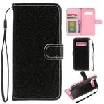 For Samsung Galaxy S10e Glitter Powder Horizontal Flip Leather Case with Card Slots & Holder & Photo Frame & Wallet(Black)