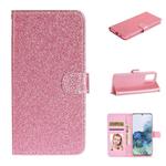 For Samsung Galaxy S20 Plus Glitter Powder Horizontal Flip Leather Case with Card Slots & Holder & Photo Frame & Wallet(Pink)