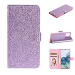 For Samsung Galaxy S20 Plus Glitter Powder Horizontal Flip Leather Case with Card Slots & Holder & Photo Frame & Wallet(Purple)