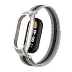 For Xiaomi Mi Band 8 Integrated Metal Case + Milanese Magnetic Watch Band(Silver+Black)