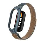 For Xiaomi Mi Band 8 Integrated Metal Case + Milanese Magnetic Watch Band(Gold Grey)