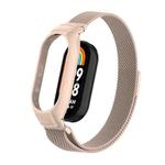 For Xiaomi Mi Band 8 Integrated Metal Case + Milanese Magnetic Watch Band(Lotus Pink)