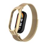 For Xiaomi Mi Band 8 Integrated Metal Case + Milanese Magnetic Watch Band(Retro Gold)