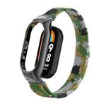 For Xiaomi Mi Band 8 Integrated Metal Case + Milanese Magnetic Watch Band(Army Green)