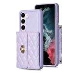 For Samsung Galaxy S23 5G Horizontal Metal Buckle Wallet Rhombic Leather Phone Case(Purple)