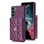 For Samsung Galaxy S22+ 5G Horizontal Metal Buckle Wallet Rhombic Leather Phone Case(Dark Purple)
