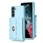 For Samsung Galaxy S22+ 5G Horizontal Metal Buckle Wallet Rhombic Leather Phone Case(Blue)